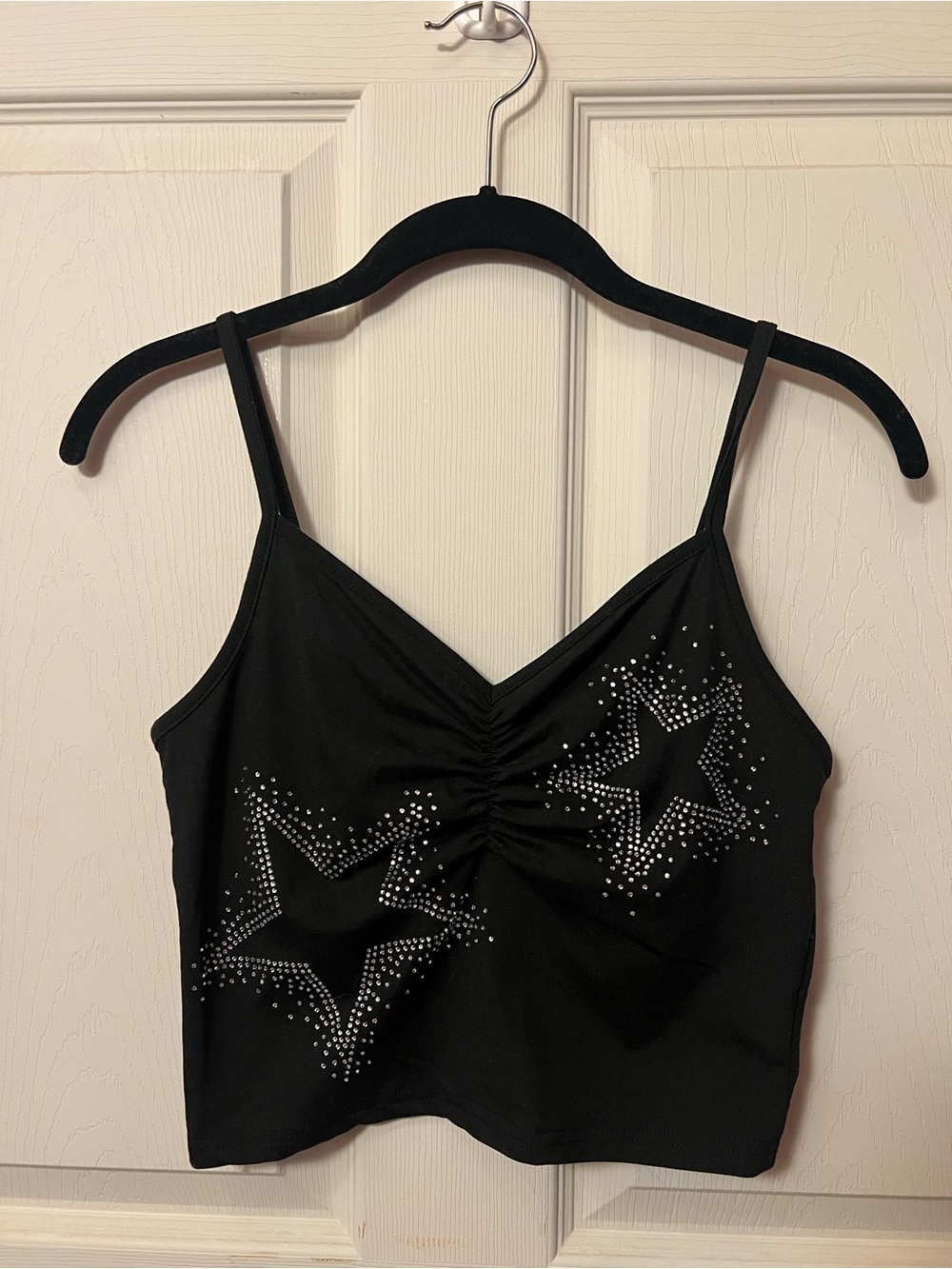Black Star-Embellished Ruched Cami Top - Women